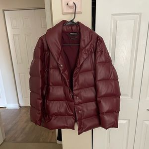 Something Navy Jackets \u0026 Coats | Something Navy Burgundy Faux Leather Puffer Coat, S | Color: Brown/Red | Size: S | Ashley_Y9805's Closet